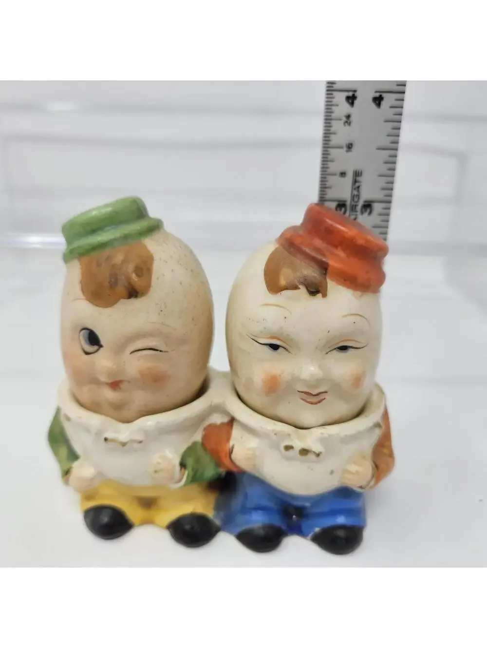 3 Pc Set Vtg Egg Head Humpty Dumpty Salt Pepper Shakers Japan Anthropomorphic